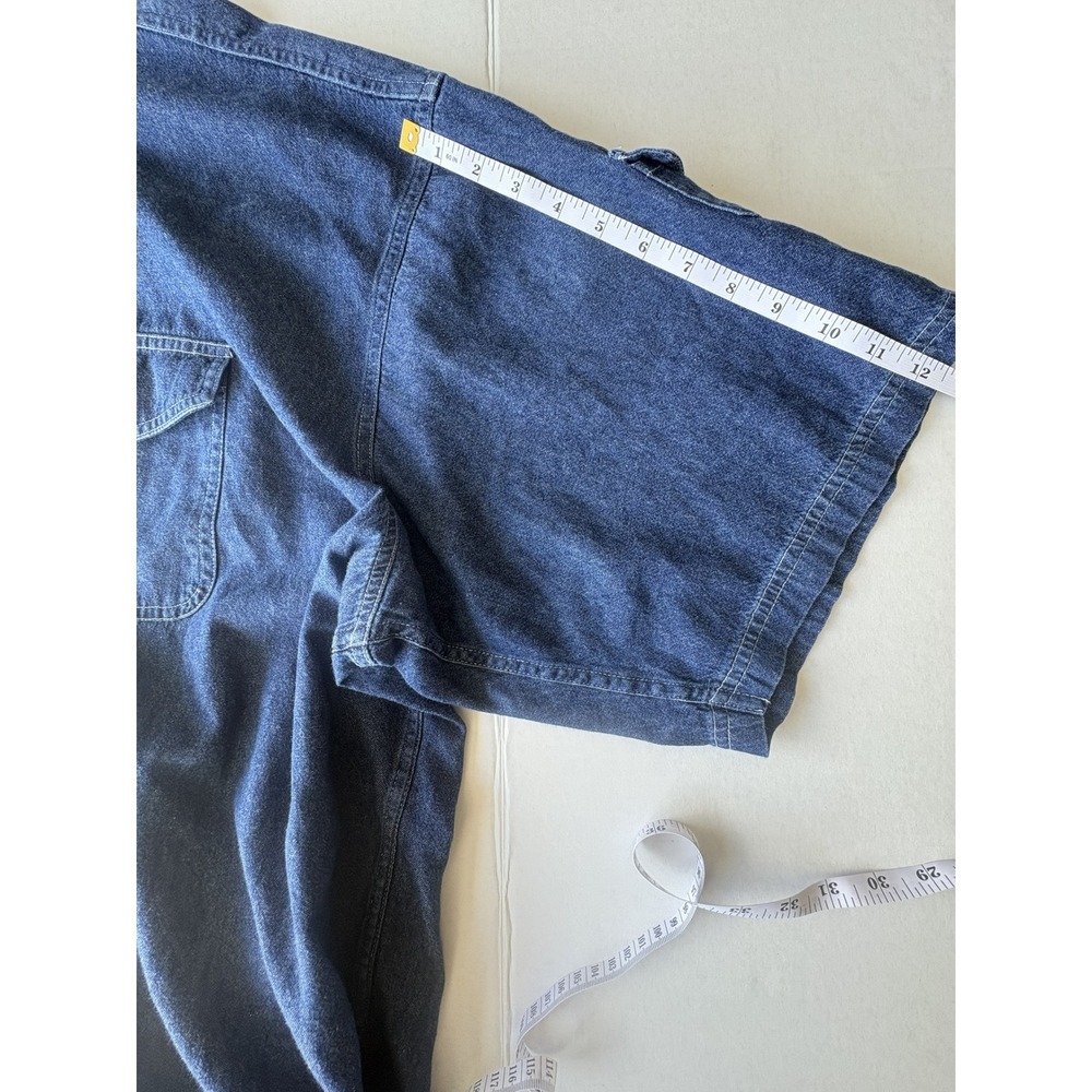 Vintage Salmon River Traders 4XLT Denim Shirt Blue Short Sleeve Western - Picture 7 of 7
